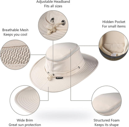Cimarron Wide Brim Safari Sun Hat for Women & Men – UPF 50+ Outdoor Fishing Hat | Hiking, Running Travel Sun Protection Hat