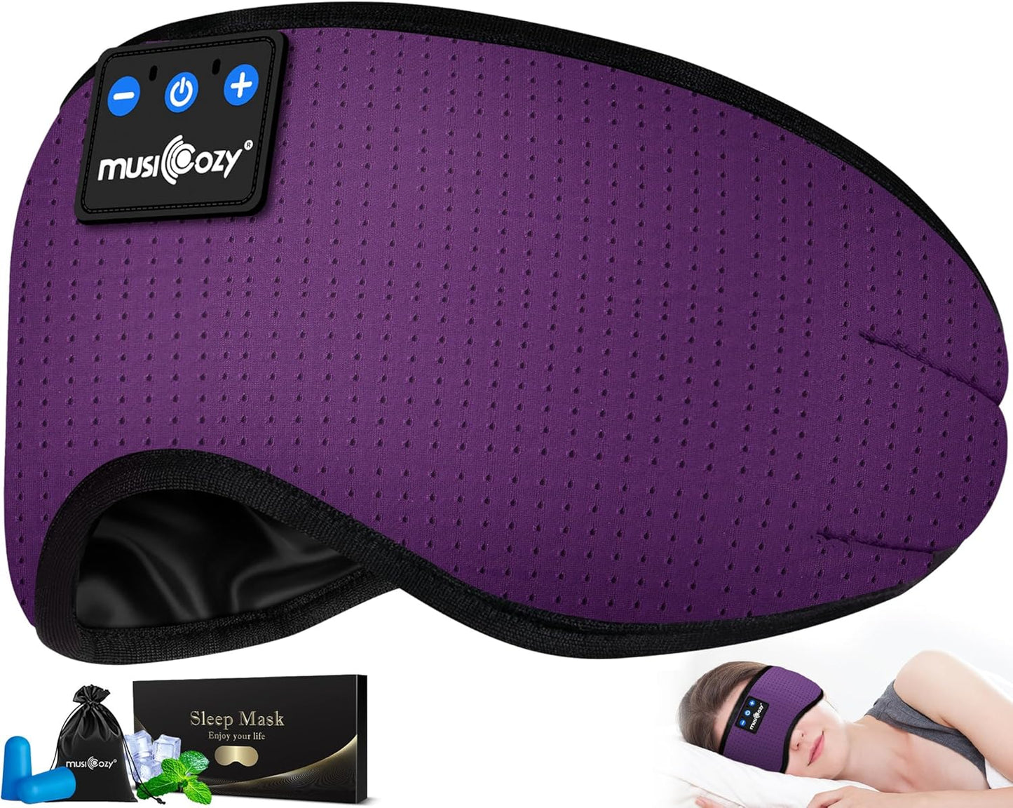 MUSICOZY Sleep Headphones Bluetooth 5.4 Headband Headphones Super Soft & Breathable, Wireless Sleeping Eye Mask Earbuds Earphones for Side Sleepers Mom Women Cool Tech Gadgets Gifts