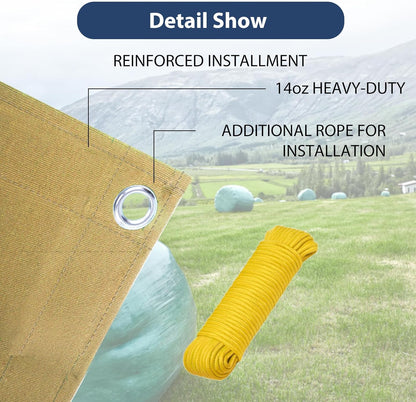 10’x16’ Canvas Tarps Heavy Duty Waterproof Tarpaulins with Aluminum Grommets,UV Resistant, 22Mil Multipurpose Drop Cloth, 14oz Cover Sheet for Outdoor and Indoor Use with Ropes Yellow