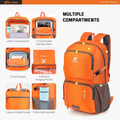 SKYSPER Lightweight Packable Backpack - 30L Hiking Daypack with Wet Pocket Foldable Travel Carry-on Backpack for Women Men
