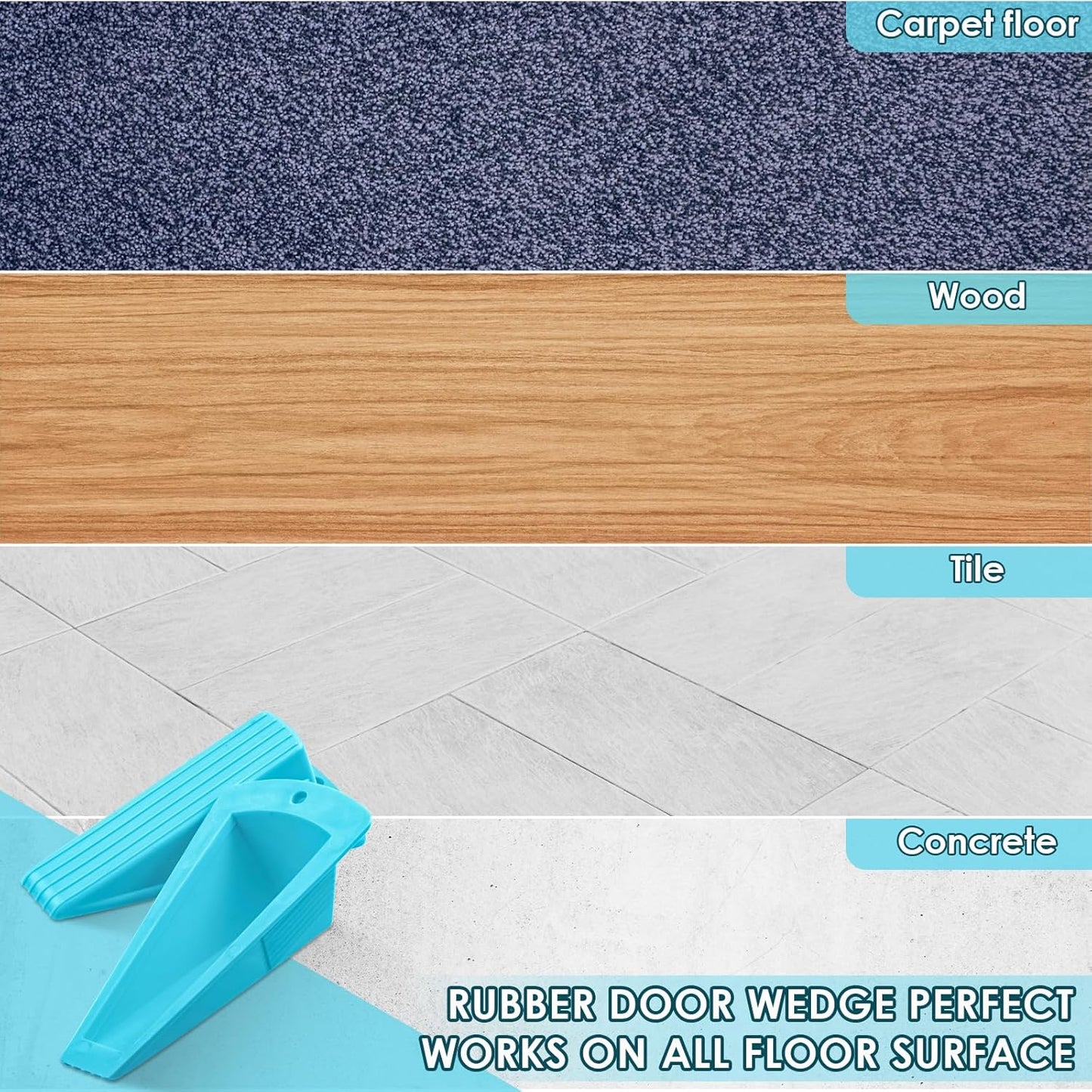 Frienda 2 Pcs Jumbo Door Stoppers Heavy Duty Door Stopper Tall up to 2inch Tall Wedge TPR Large Wedge Stackable Big Rubber Doorstop for Hotel Carpet Hardwood Concrete and Tile (Blue)