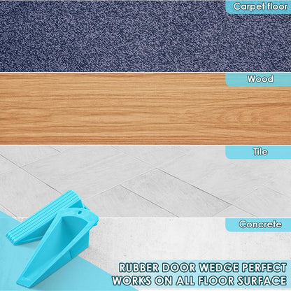 Frienda 2 Pcs Jumbo Door Stoppers Heavy Duty Door Stopper Tall up to 2inch Tall Wedge TPR Large Wedge Stackable Big Rubber Doorstop for Hotel Carpet Hardwood Concrete and Tile (Blue)