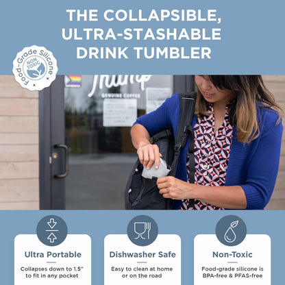 HYDAWAY 16oz Collapsible Tumbler - BPA-Free, Reusable Silicone Cup with Lid & Insulating Sleeve - Perfect for Coffee, Travel, and Everyday Use