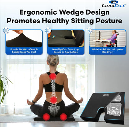 LiquiCell Coccyx Seat Cushion, Aid for Tailbone Pain Relief, Sciatica Pain, Back Support | Donut Like Butt Pillow for Long Hours Sitting at Home/Office Chair (18W x 17L x 2.5H)
