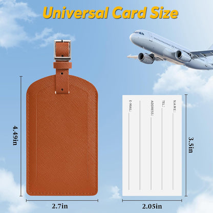 3 Pack Luggage Tags for Suitcases, TSA Approved Bag Tags, Baggage Tags with Privacy Protection, Travel Essentials Luggage Accessories, Brown