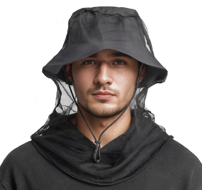 Mosquito Head Net for Insects, Bug Net for Head, Extra Fine Fly Screen Holes for Camping, Fishing,Hiking, Fits All Hats for Men Women