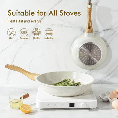 SENSARTE Nonstick Ceramic Frying Pan Skillet, 8-Inch Omelet Pan, Healthy Non Toxic Chef Pan, Induction Compatible Egg Pan with Heat Resistant Handle, PFAS-Free, White