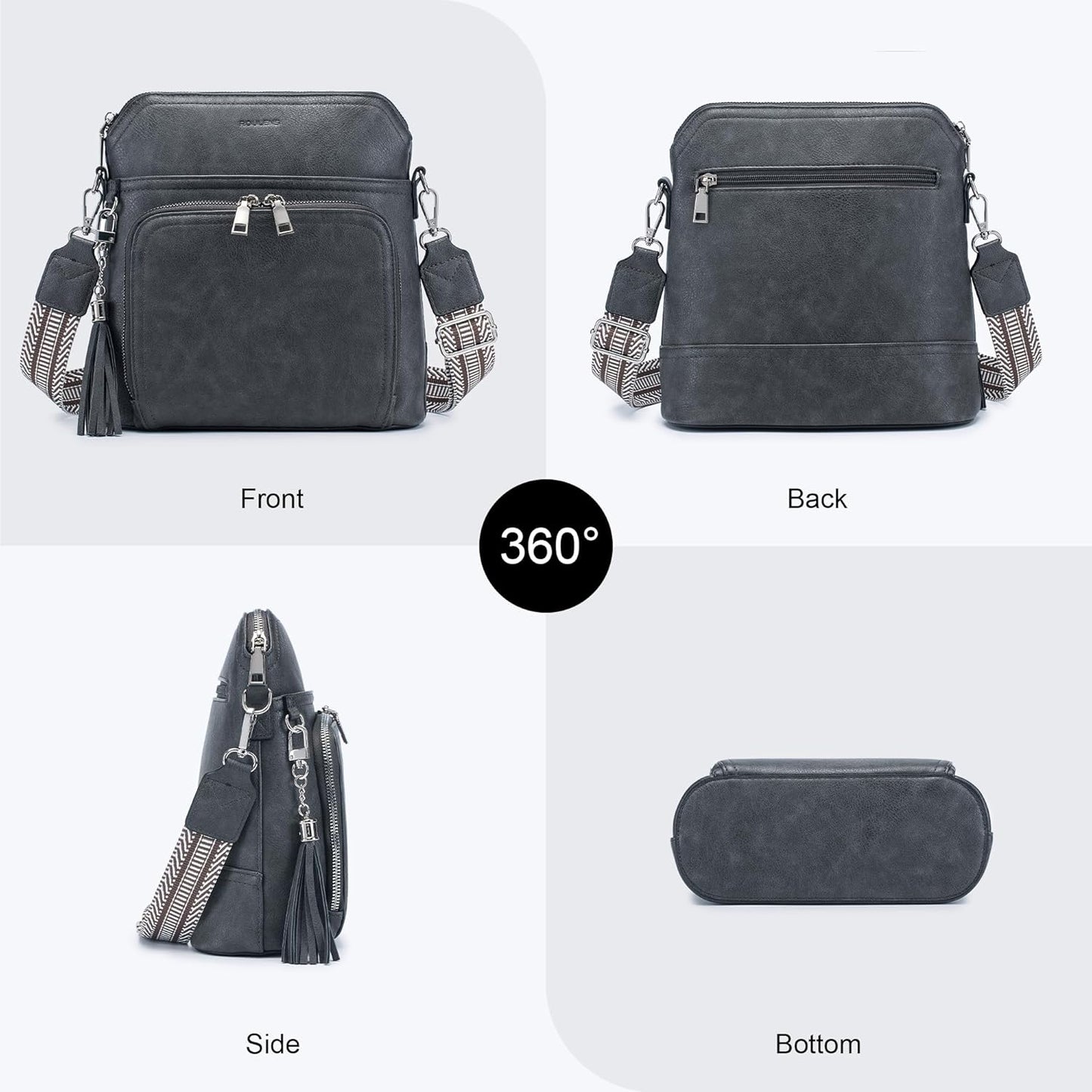 Crossbody Purse for Women,Lightweight Medium Crossbody Bag Soft Leather Women's Shoulder Handbags with Tassel