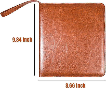 Portable Zippered Key Case, Leather Key Organizer with Handle, 32 Key Capacity, for Real Estate Sales, Hotel Executives, Car Service (Brown)
