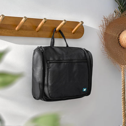 PAVILIA Large Hanging Toiletry Bag Travel Bag Women Men, Cosmetic Organizer, Water Resistant Makeup Bag Accessories Toiletries, Travel Essentials Kit, Black