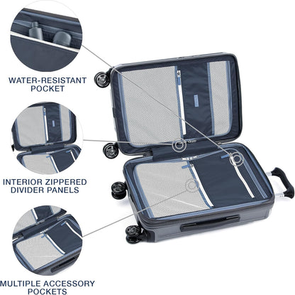 Travelpro Platinum Elite Hardside Expandable Carry on Luggage, 8 Wheel Spinner, TSA Lock, Hard Shell Polycarbonate Suitcase, Vintage Grey, Compact Carry on Laptop Pocket 20-Inch