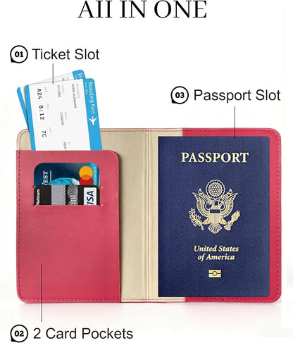 Passport Holder for Travel Essentials,RFID Blocking Passport Cover Case for Travel Accessories,Travel Wallet for Women Men (Wine Red)