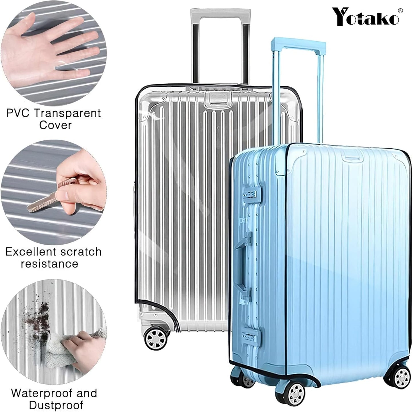 Yotako Clear PVC Suitcase Cover Protectors 24 Inch Luggage Cover for Wheeled Suitcase 24''