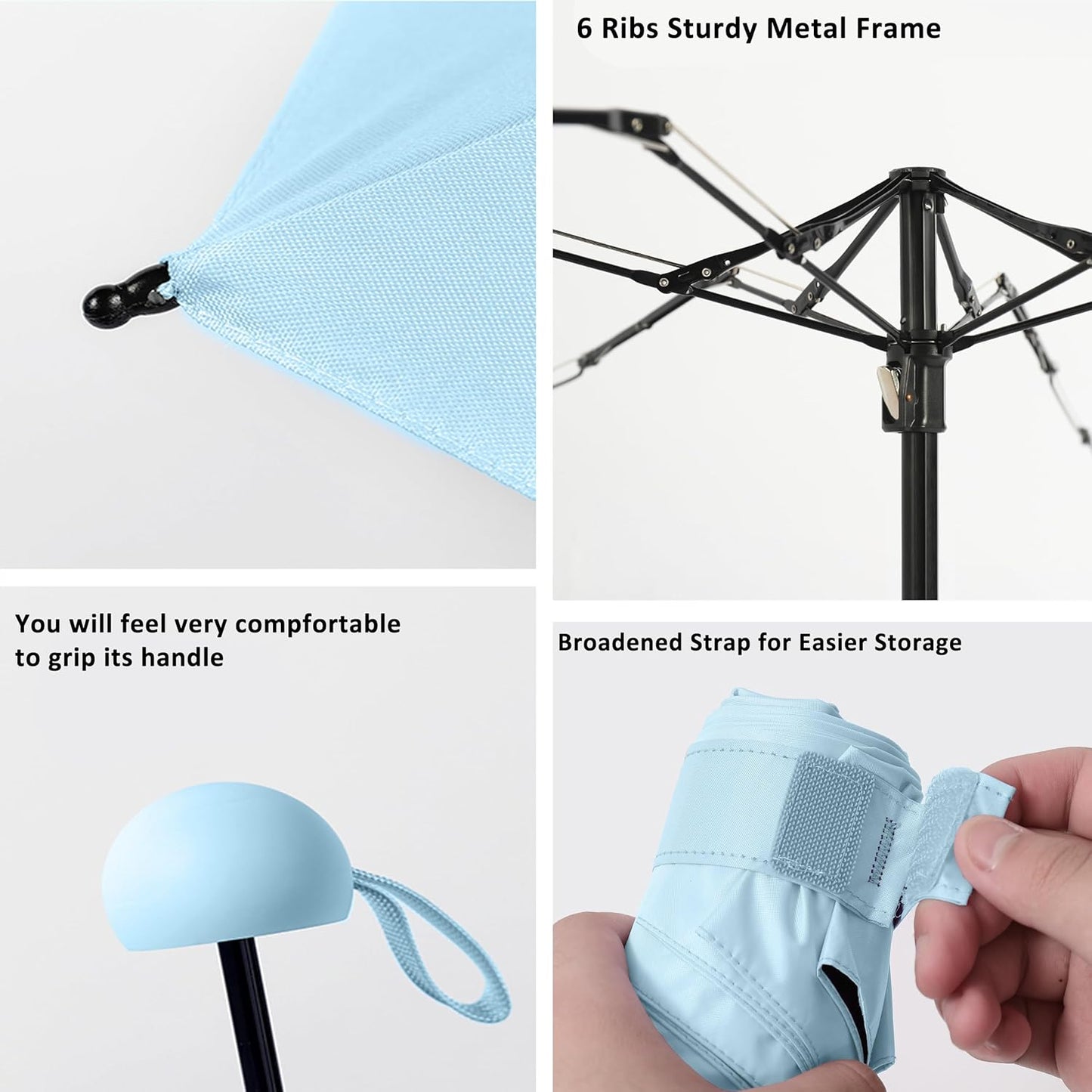 BAODINI Travel Mini Umbrella for Purse With Case-Small Compact UV Umbrella Protection Sun-Lightweight Tiny Pocket umbrella a with Case for Women, Girls