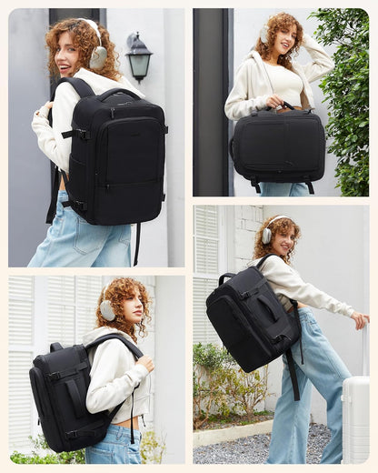 LOVEVOOK Travel Backpack for Women & Men, 50L Large Carry On Backpack Airline Approved, TSA Personal Item Weekender Bag, Water Resistant Laptop Backpacks with 3 Packing Cubes for Travel Essentials