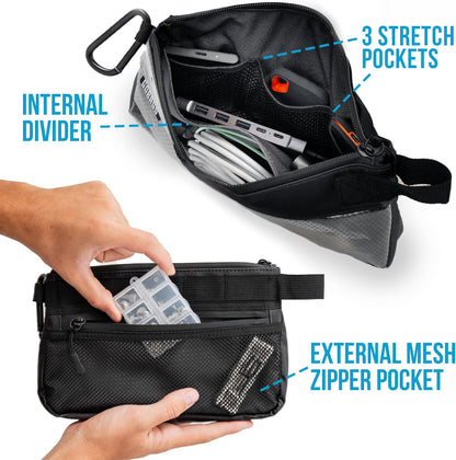 GOBAGS Production Zipper Bags - Electronics & Camera Accessories Bag - Cable organizer, Gear Accessory Pouch, Travel Camera Essentials (Small, Black, 2 pack)