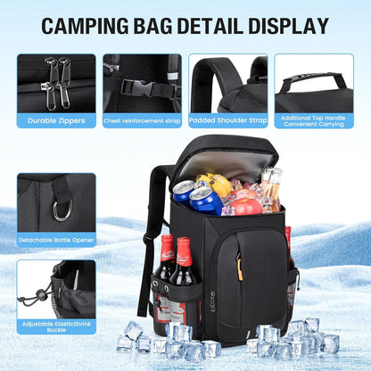 Cooler Backpack - 40 Cans Insulated Leak Proof Backpack Cooler Portable Picnic Camping Beach Hiking BBQ Lunch Bag for Men and Women