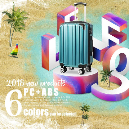 Coolife Luggage Expandable(only 28") Suitcase PC+ABS Spinner 20in 24in 28in Carry on (green new, M(24in))
