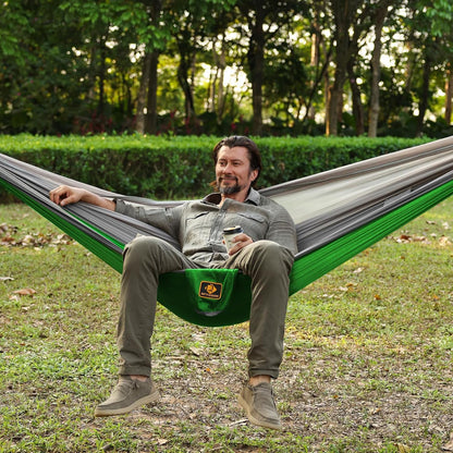 Camping Hammock, Portable Hammocks with Mosquito Net,Lightweight Nylon Parachute Hammock with 10ft Tree Straps,Camping Gear Must Haves for Travel Hiking Backpacking Beach Patio