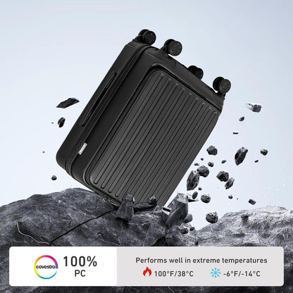 KYME 22-Inch Hardside Suitcase - Small Luggage, 100% PC Hard Shell with Laptop Compartment, TSA Lock, Double Wheels for Men & Women, Black