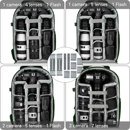 TORIBIO Camera Backpack, Hardshell DSLR Photography Camera Bag, Waterproof Hard Shell Camera Case with Tripod Holder & 15.6" Laptop Compartment Compatible with Canon/Nikon/Sony/DJI Mavic Drone