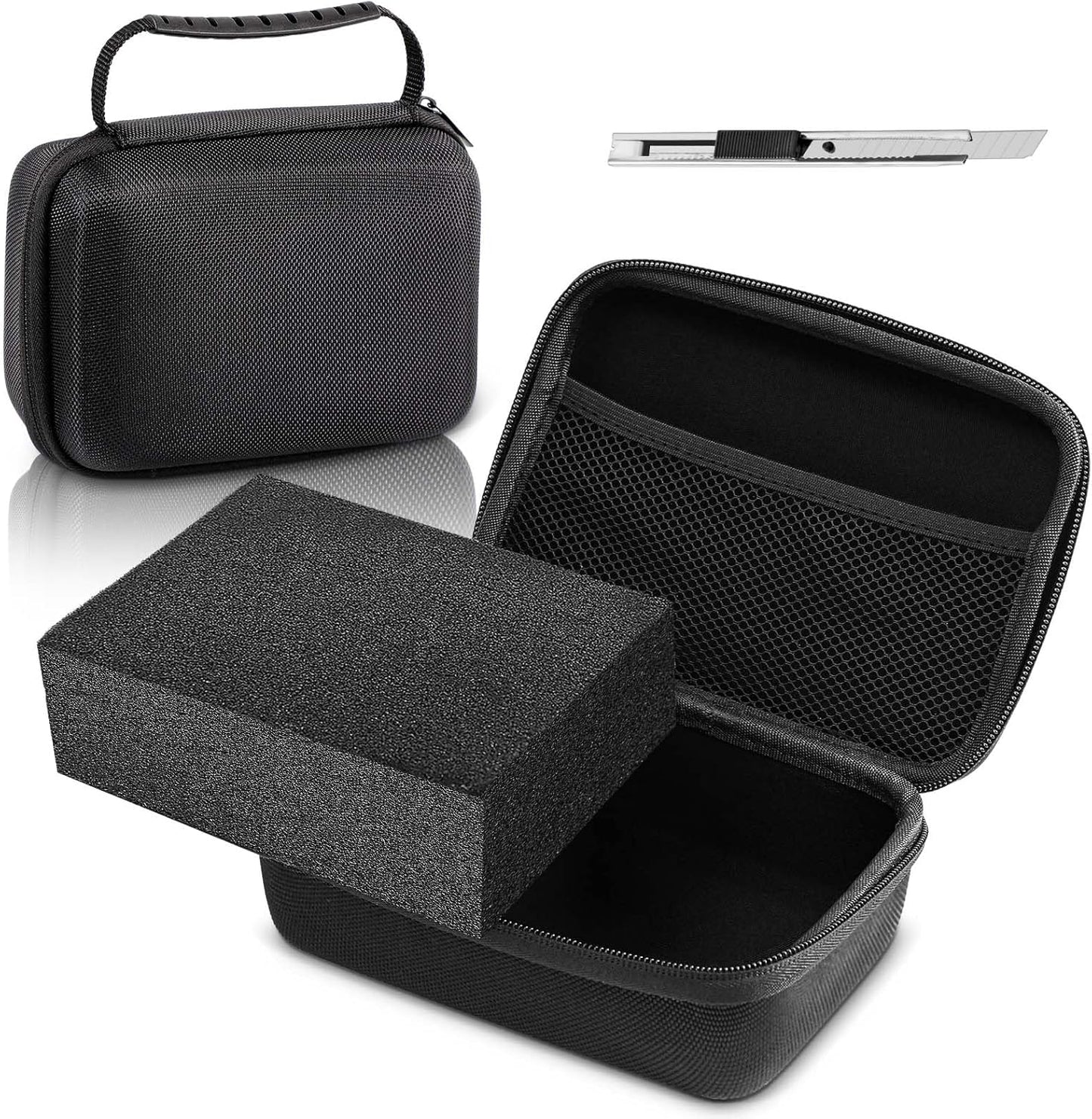 EVA Hard Case with Customizable Foam Protective EVA Carrying Case Shockproof Outdoor for Camera, Digital Products, Electronic Instruments with Knife(Black,12.6 x 12.2 x 3.5 Inch)