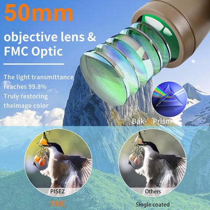 PISEZ 20X50 Binoculars for Adults High Powered with Low Light Vision，Large View Waterproof Binoculars for Bird Watching Hunting Concert Traveling Theater Opera Sightseeing