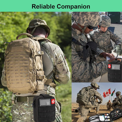 Survival Kit 256 in 1, First Aid Kit Survival Gear Tools Trauma Kit with Molle Pouch for Outdoor, Camping, Hunting, Hiking, Earthquake, Home, Office, Gifts for Men Dad Husband Women