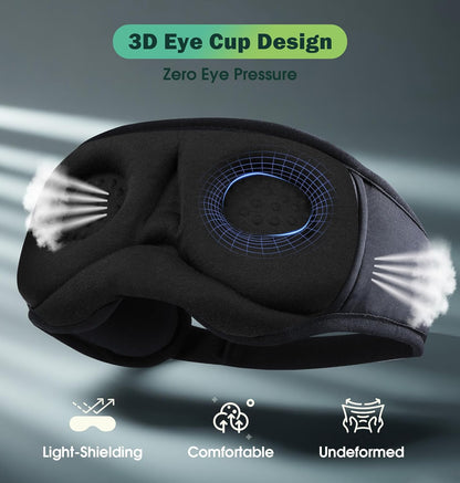 Sleep Mask with Headphones Bluetooth 5.4，LC-dolida 2025 New 3D Bluetooth Sleep Mask Headphones with Soft Bamboo Cotton for Side Sleepers Women Men, Sustainable Luxury for Better Sleep