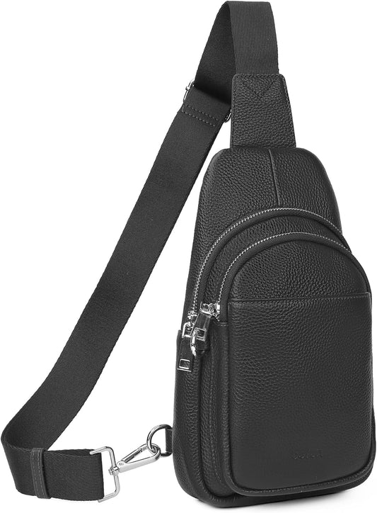 befen Genuine Leather Small Sling Bag for Women Anti-Theft Crossbody Chest Bags Fanny Packs for Travel with RFID Card Slots