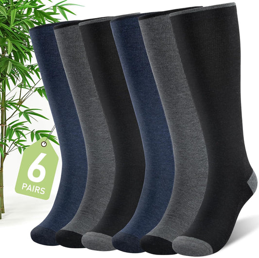 SONORAN Bamboo Viscose Compression Socks for Women & Men (6 Pairs) 20-30 mmHg Knee High Support for Nurses Travel Pregnant