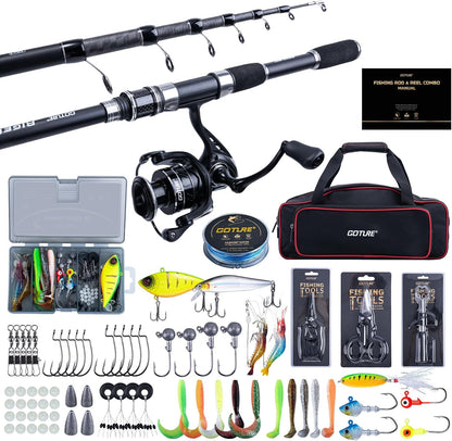 Goture Fishing Rod and Reel Combo,Fishing Pole,Telescopic Fishing Rod Kit with Spinning Reel, Telescopic Fishing Pole with Carrier Bag for Freshwater Saltwater for Men Women