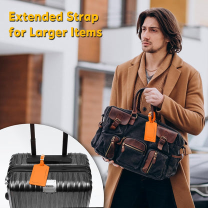 Travelambo Luggage Tags for Suitcases Faux Leather Privacy Protection 16 Pack Bag Tags Travel Accessories Essential, Hot Orange