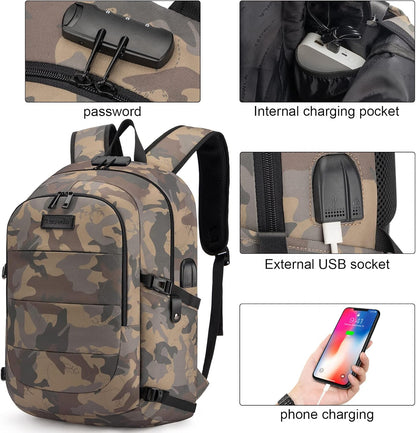Tzowla Travel Laptop Backpack Water Resistant Anti-Theft Bag with USB Charging Port and Lock 15.6 Inch Computer Business Backpacks for Women Men Gift,Bookbag Casual Daypack