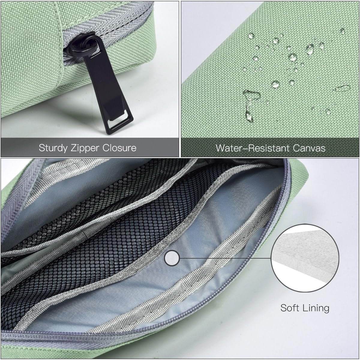 imComor Universal Electronics Accessories Case Bag, 2-Pack Portable Soft Carrying Case Bag Pouch Wire Cable Organizer for Hard Drive, Power Adapter, Laptop Mouse, Cosmetics Kit, Small+Big-Mint Green