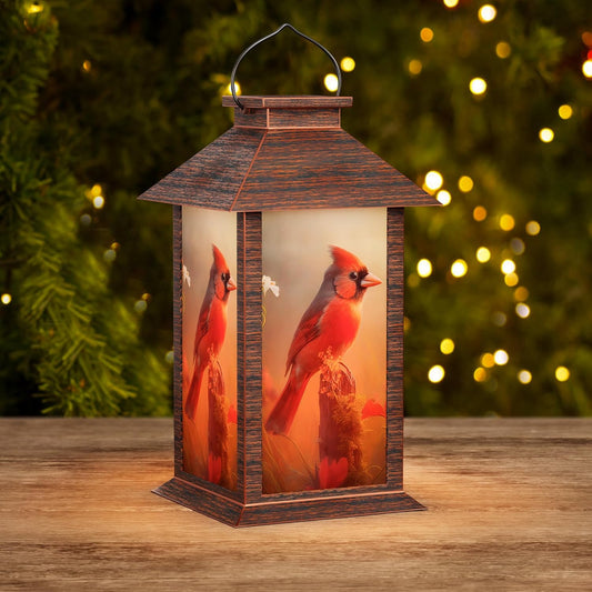 Solar Lanterns Outdoor Waterproof, Cardinal Solar Lights with LED Flickering Flameless Candle, 13'' Cardinal Gifts for Women Grandmas, Red Bird Lanterns Decor for Home Garden Patio Porch, 1 Pack