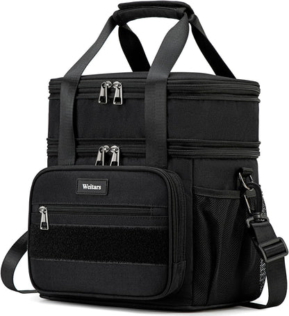 Weitars Lunch Box for Men Women Dual Compartment Lunch Box Heavy Duty Large Insulated Tactical Lunch Bag Durable Cooler Bag With Shoulder Strap for Adults Work Picnic Road Trip