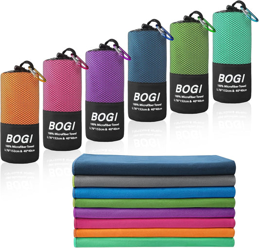 BOGI Microfiber Travel Sports Towel-Quick Dry Towel, Soft Lightweight Microfiber Camping Towel Absorbent Compact Travel Towel for Camping Gym Beach Yoga Swimming Backpacking (S:16''x32'',2Pcs-Hpink)