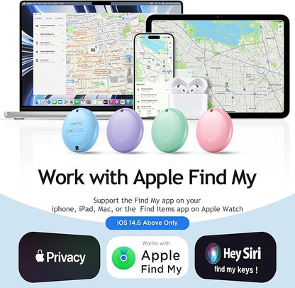 Air Tracker Tags-4 Pack Tracker Tag Work with Apple Find My (iOS 14.6 Above Only) Smart Tag Item Finders for Key, Luggage, Backpack，etc. (Red, Blue, Purpule, Glue, 4 Pack)