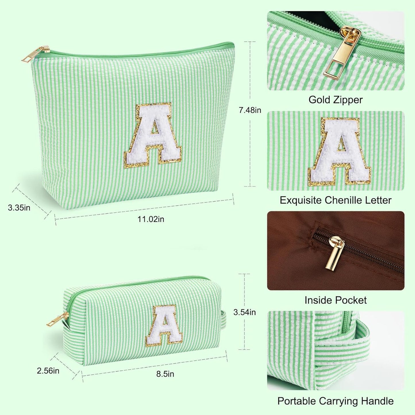 YOOLIFE Tween Girls Trendy Stuff - Gifts for Women: Birthday, Graduation, Mothers Day, Bridesmaid, Teacher, Sister; Initial Makeup Bag - Cosmetic Travel Bag