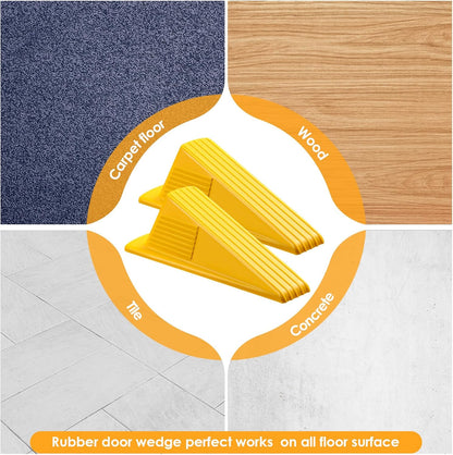 Frienda 12 Pcs Jumbo Door Stoppers Heavy Duty Door Stopper Tall up to 2inch Tall Wedge TPR Large Wedge Stackable Big Rubber Doorstop for Hotel Carpet Hardwood Concrete and Tile (Yellow)