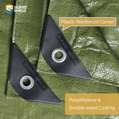 GUARD SHIELD Tarp Green 10x12 Feet Multi Purpose Waterproof Poly Tarp Cover 5mil (2-Pack)