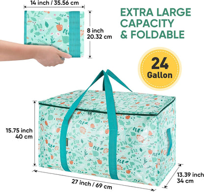 BALEINE 8-Pack Oversized Moving Bags with Reinforced Handles, Heavy-Duty Storage Tote for Clothes, Moving Supplies (Spring Stroll, 8-Pack)