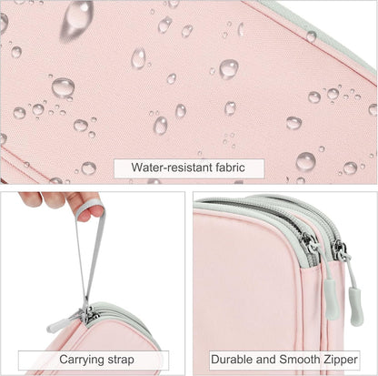 FYY Electronic Organizer, Travel Cable Organizer Bag Pouch Electronic Accessories Carry Case Portable Waterproof Double Layers All-in-One Storage Bag for Cable, Cord, Phone, Earphone-Light Pink