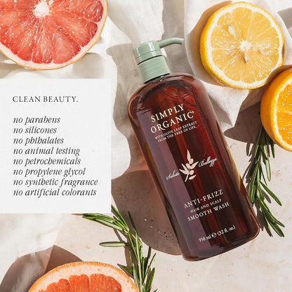 SIMPLY ORGANIC Frizz Control Hair Shampoo Scalp Wash Made in Italy, All Natural Cruelty Free Hair Care for Women & Men with Aloe Leaf Juice & Olive Leaf Extract, 32 fl oz/958 ml, ANTI-FRIZZ