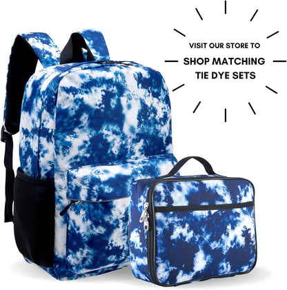 Fenrici Tie Dye Lunch Box for Boys, Girls, Kids Insulated Lunch Bag for School, Soft Sided Compartments, Spacious, BPA Free, Food Safe,10.8in x 8.5in x 2.8in, Tie Dye, Blue