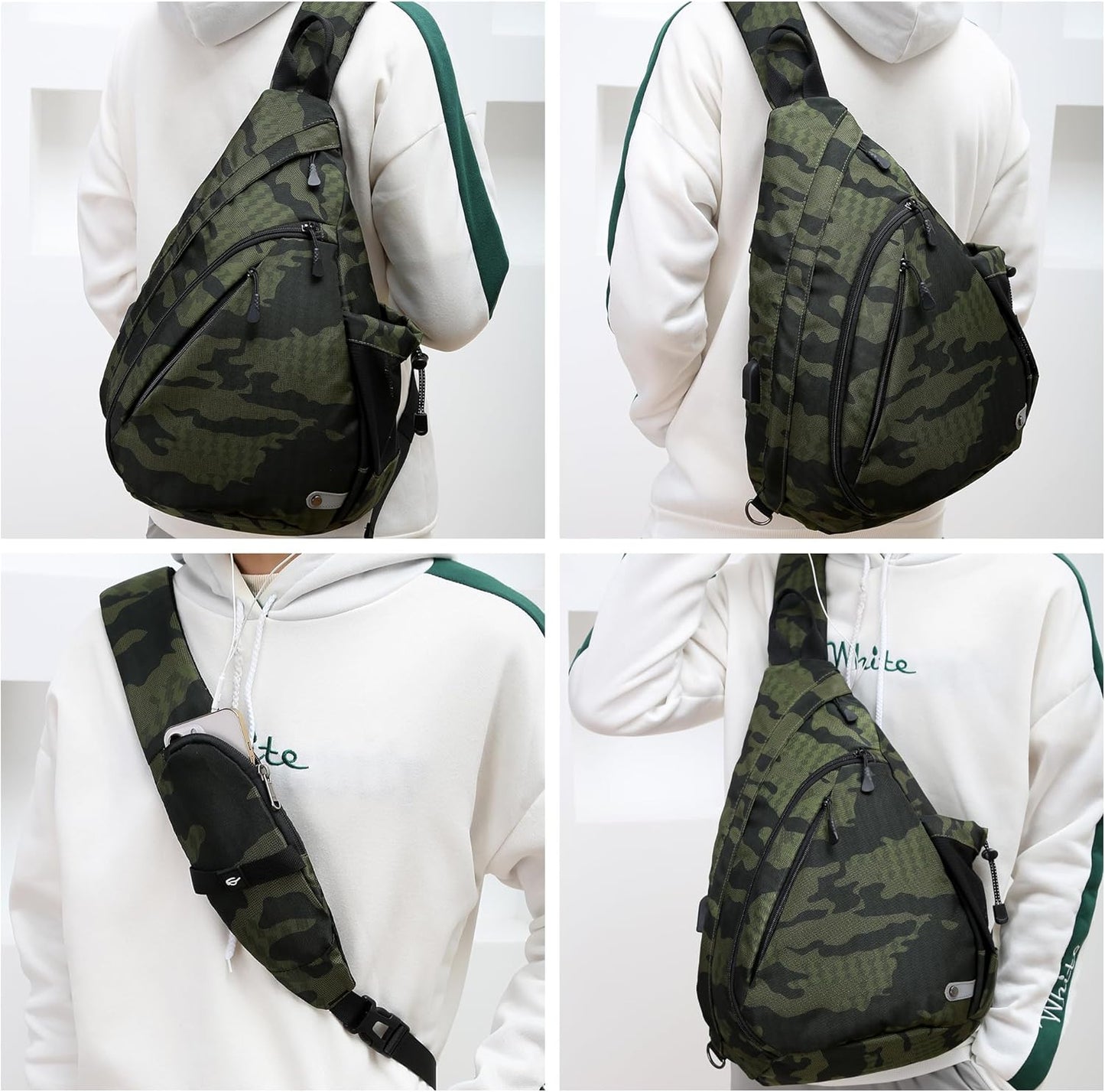 Water-Proof Sling bag/Crossbody Backpack/Shoulder Bag with USB Charging Port for Travel, Hiking, Cycling, Camping