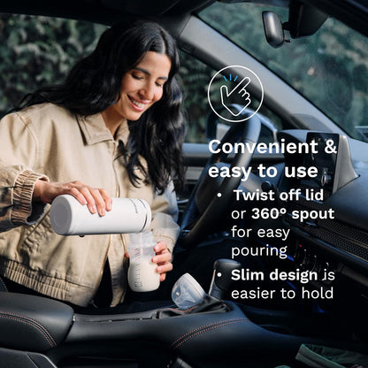 Baby Brezza SuperFast Portable Baby Bottle Warmer – 67% Faster - Travel Breastmilk Warmer and Formula Warmer - Safe, Even Heating - Up to 9oz - No Adapters, White
