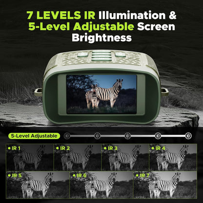 Night Vision Goggles, 4K Night Vision Binoculars, 3'' HD Screen & 10X Digital Zoom, 5000mAh Battery and 32GB TF Card, 1500FT Viewing Range for Camping & Security