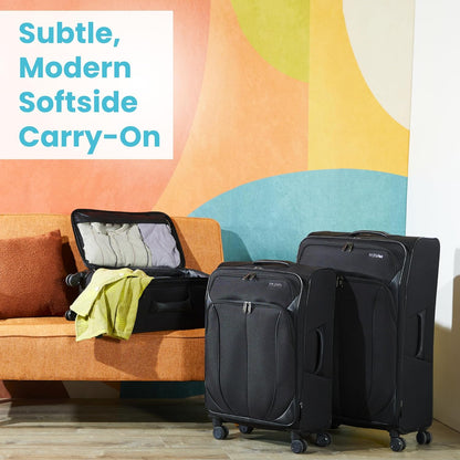 American Tourister 4 KIX 2.0 Softside Expandable Luggage with Spinners, Black, 3PC (CO/MED/LG)